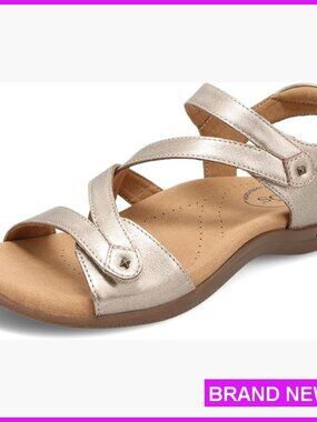 Leather Athletic Sandals Arch Support Casual Flats Double Strap Comfort